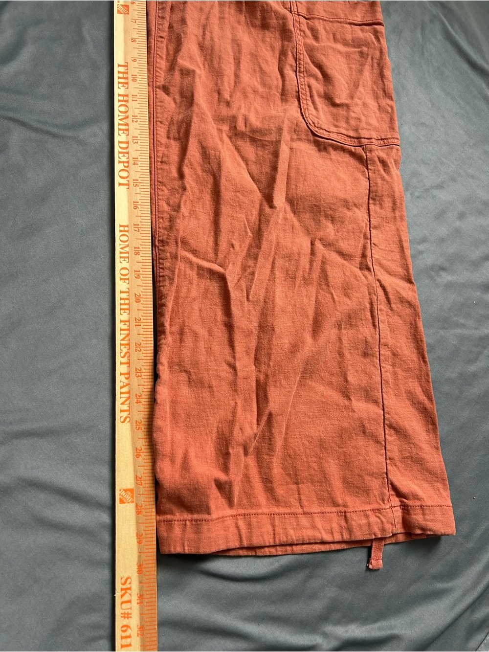 AE Dreamy Drape Linen-Blend Baggy Wide-Leg Cargo Pant Size 12 Terracotta - Picture 8 of 8
